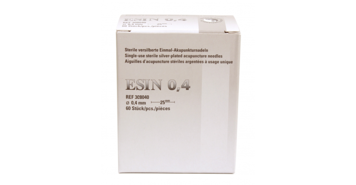 ESIN versilberte Akupunkturnadeln 0,40 x 25 mm mit Metallgriff - Packung