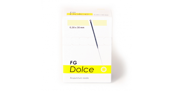 FG Dolce Akupunkturnadeln mit Kupferwendelgriff, sorgfältiger Spitzenschliff und Silikonbeschichtung, gelb 0,30 x 30 mm